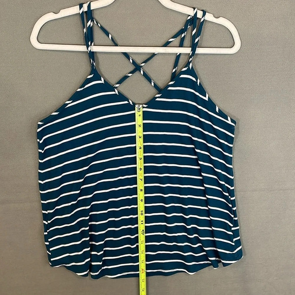 Papermoon Strappy Striped Teal White Loose Fit  Tank Top Women Size Small - Picture 3 of 7